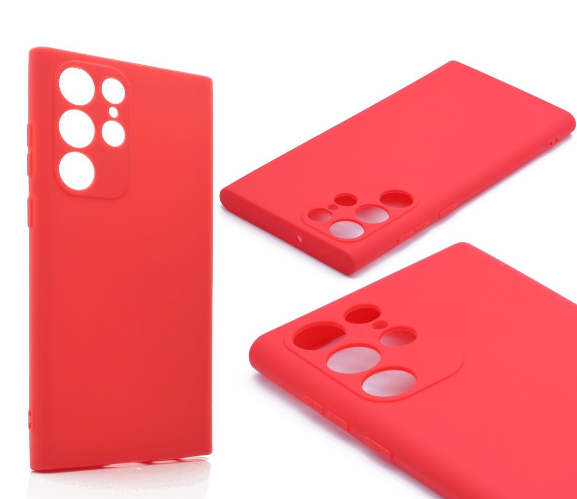 фото Силиконовый чехол tpu case матовый для samsung s22 ultra красный