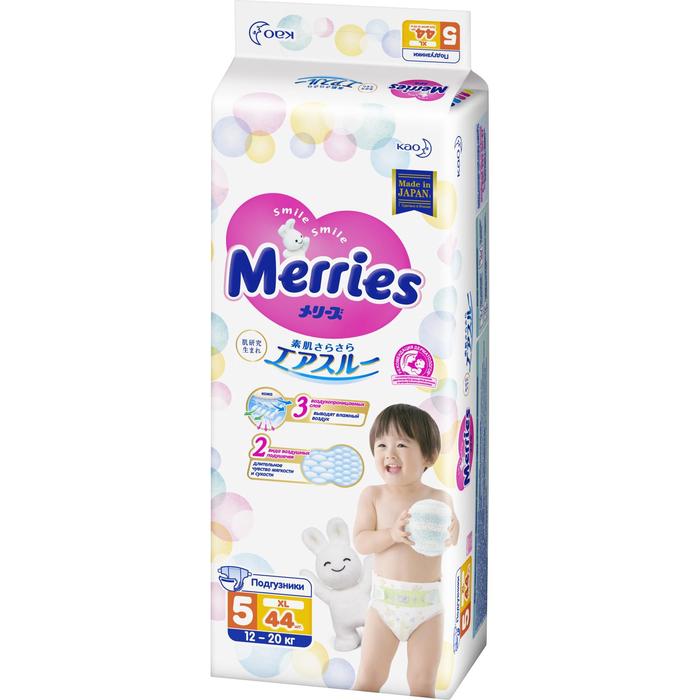 Подгузники Merries XL 12-20 кг 44 шт 6333₽