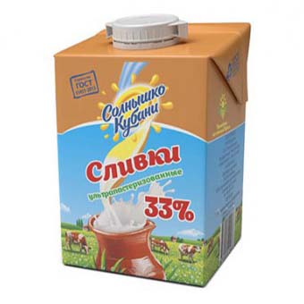 

Сливки Солнышко Кубани 33% 0,5 л