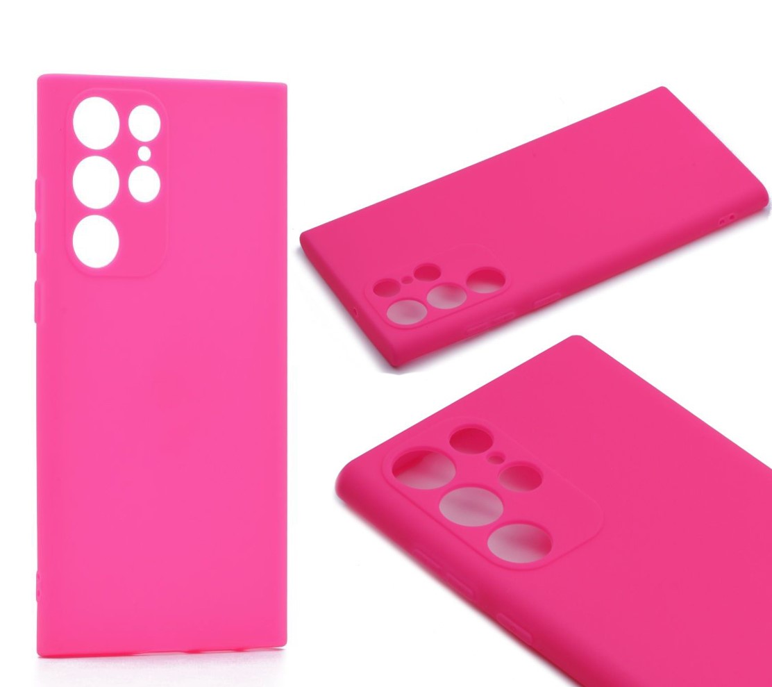 Силиконовый чехол TPU Case матовый для Samsung S22 ULTRA ярко-розовый