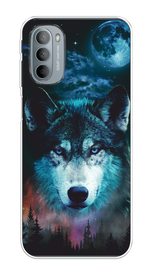 

Чехол на Motorola Moto G31/G41 "Лунный волк", Бирюзовый;розовый;синий, 241850-1