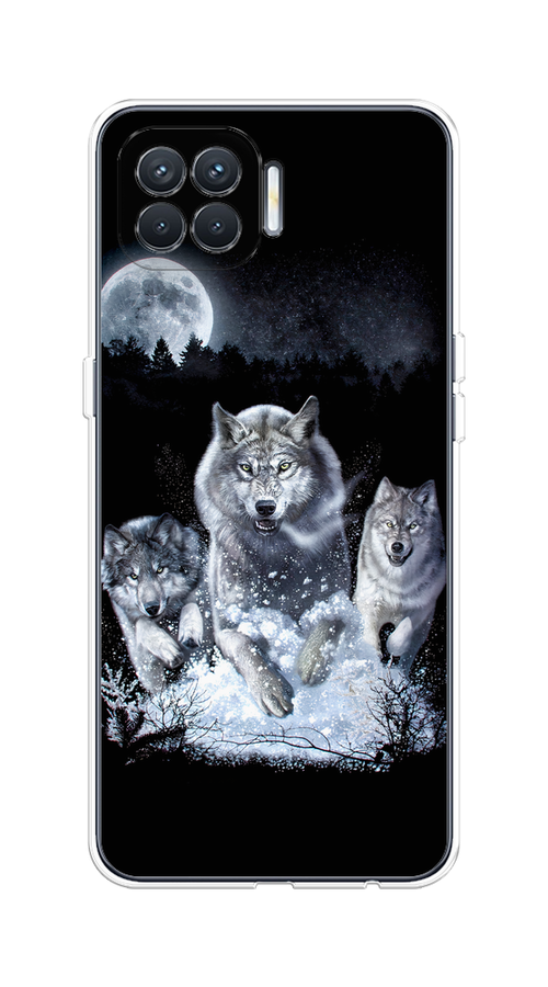 

Чехол на Oppo Reno 4 Lite/A93 "Стая волков под луной", Черный;белый;серый, 254550-1