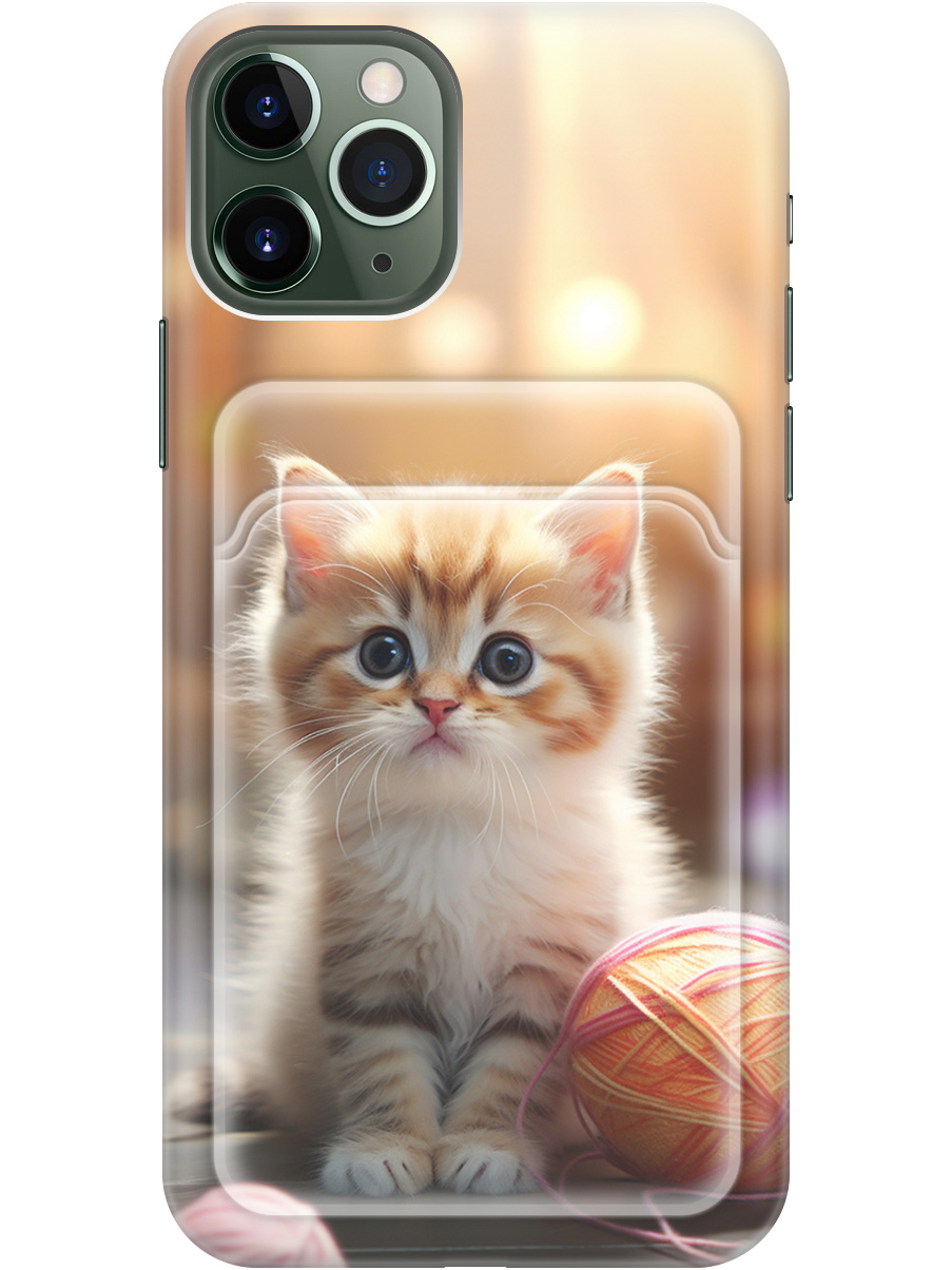 

Силиконовый чехол на Apple iPhone 11 Pro Max с рисунком "Котик и нитки", Белый;желтый;розовый, 20012024