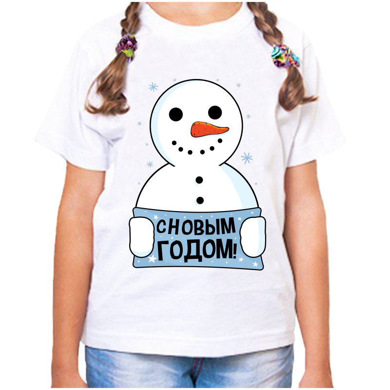 

Футболка девочке белая 34 р-р с новым годом, Белый, fdd_snegovik_s_novym_godom