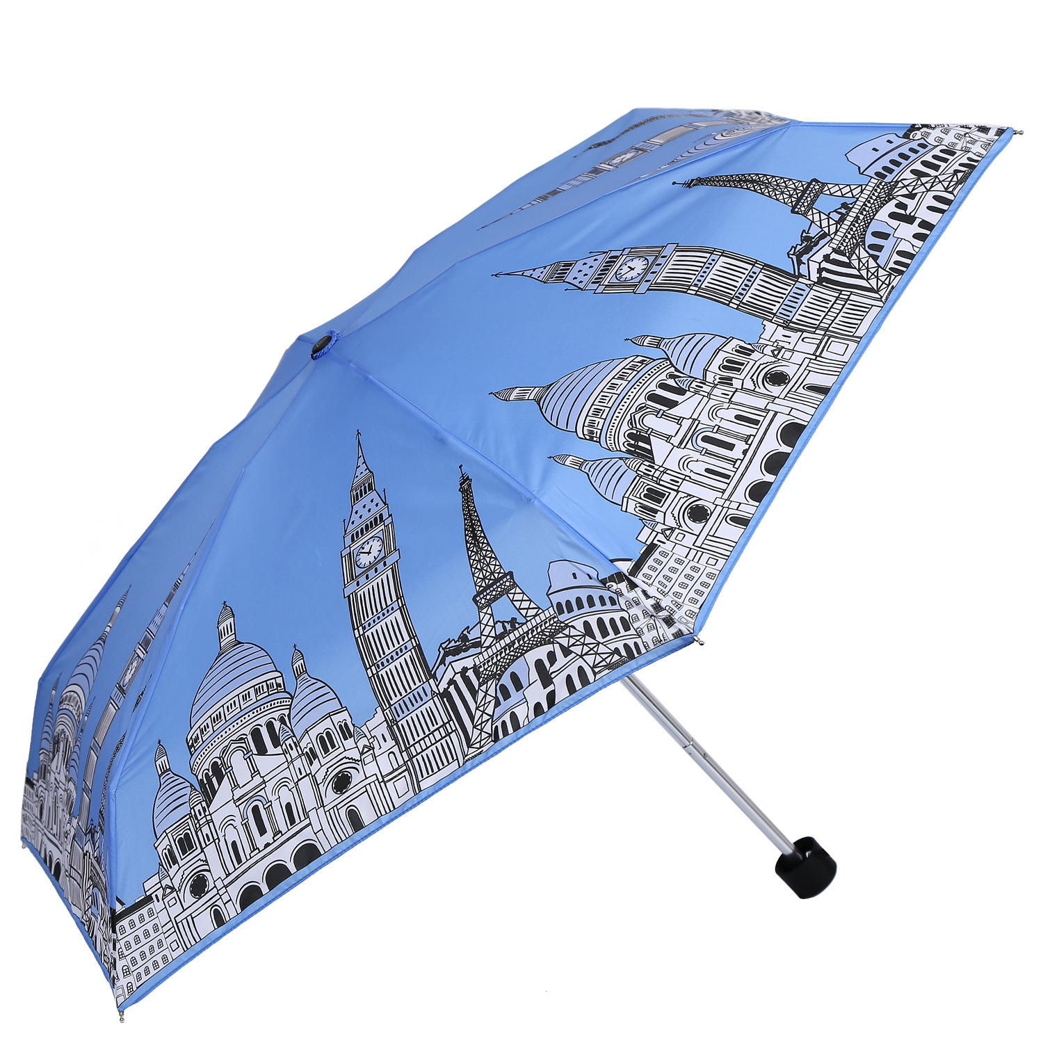 Зонт складной женский автоматический FABRETTI MX-21102-9, голубой