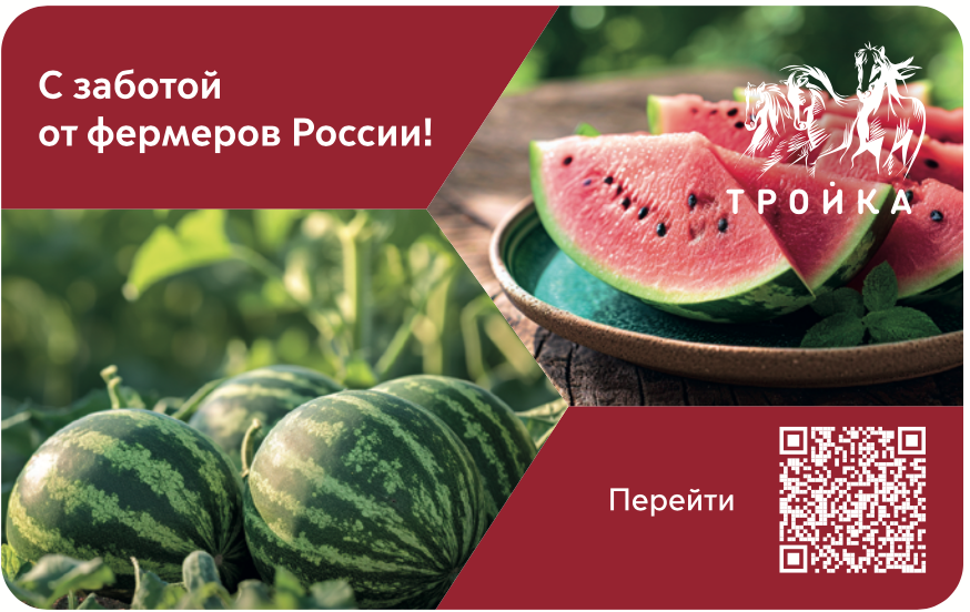 Карта Тройка Московский транспорт С заботой от фермеров России! Арбузы