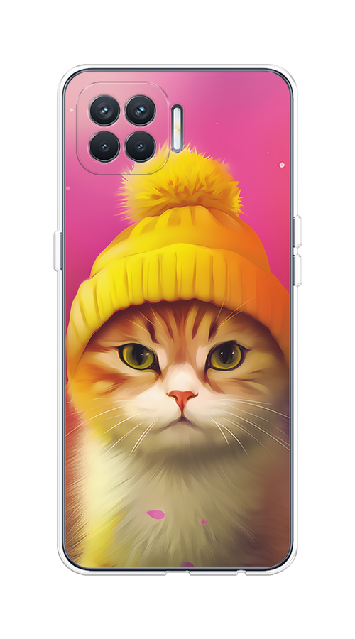 

Чехол на Oppo Reno 4 Lite/A93 "Котик в шапочке", Розовый;желтый;бежевый, 254550-1