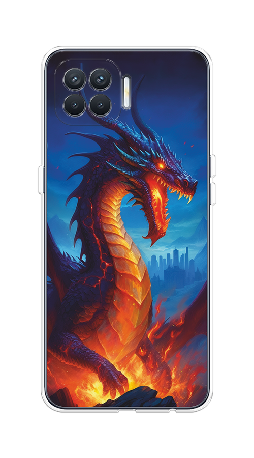 

Чехол на Oppo Reno 4 Lite/A93 "Дракон над лавой", Оранжевый;коричневый;синий, 254550-1