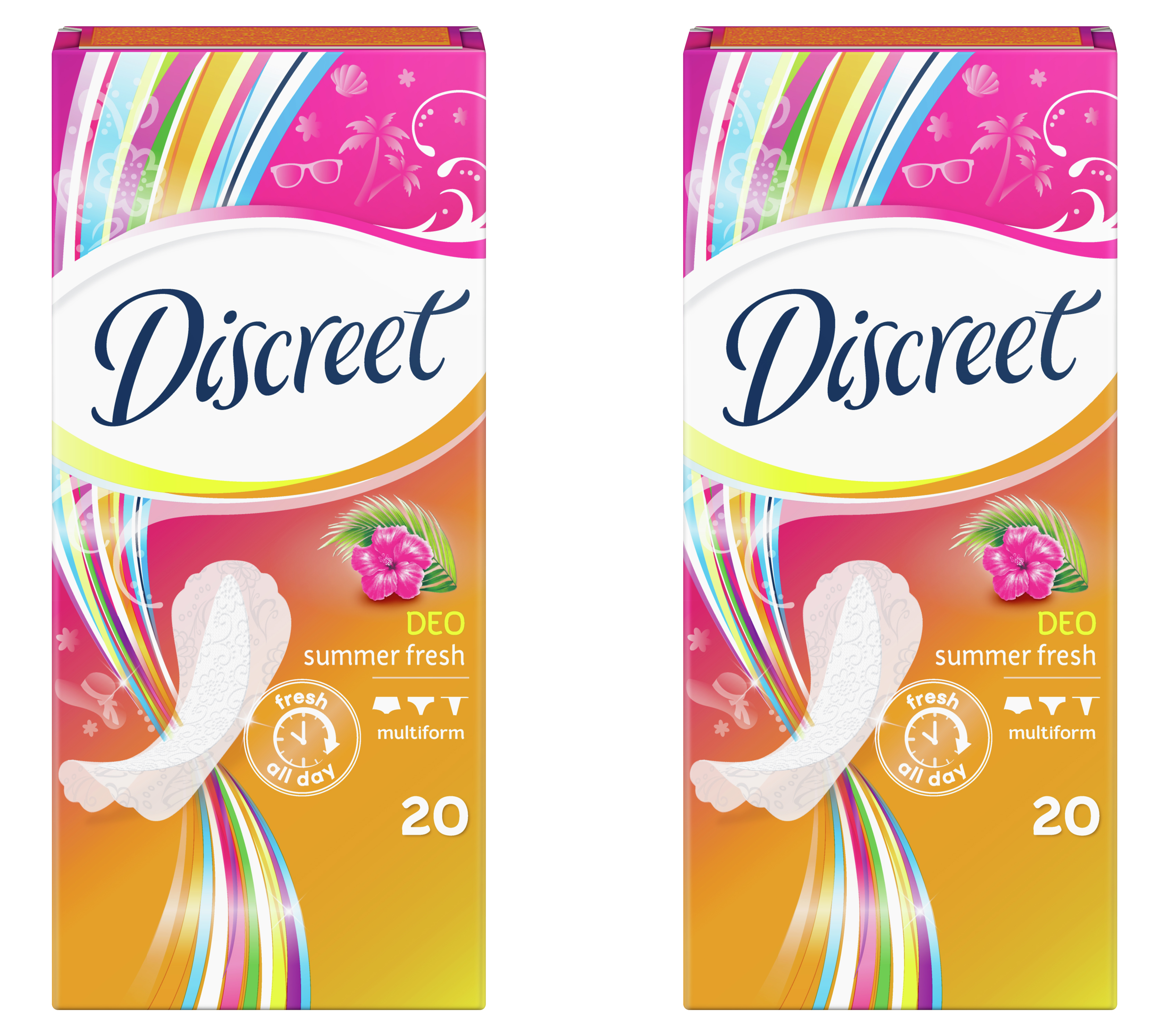 

Ежедневные прокладки DISCREET Део Summer Fresh Мультиформа 20 шт 2 уп