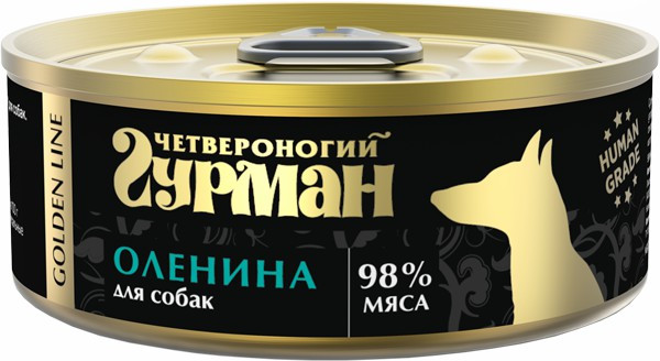 

Консервы для собак Четвероногий гурман Golden line с олениной, 24шт по 100г