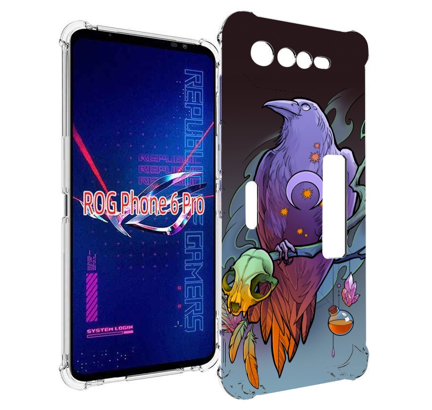 

Чехол MyPads фиолетовый ворон на ветке для Asus ROG Phone 6 Pro, Прозрачный, Tocco