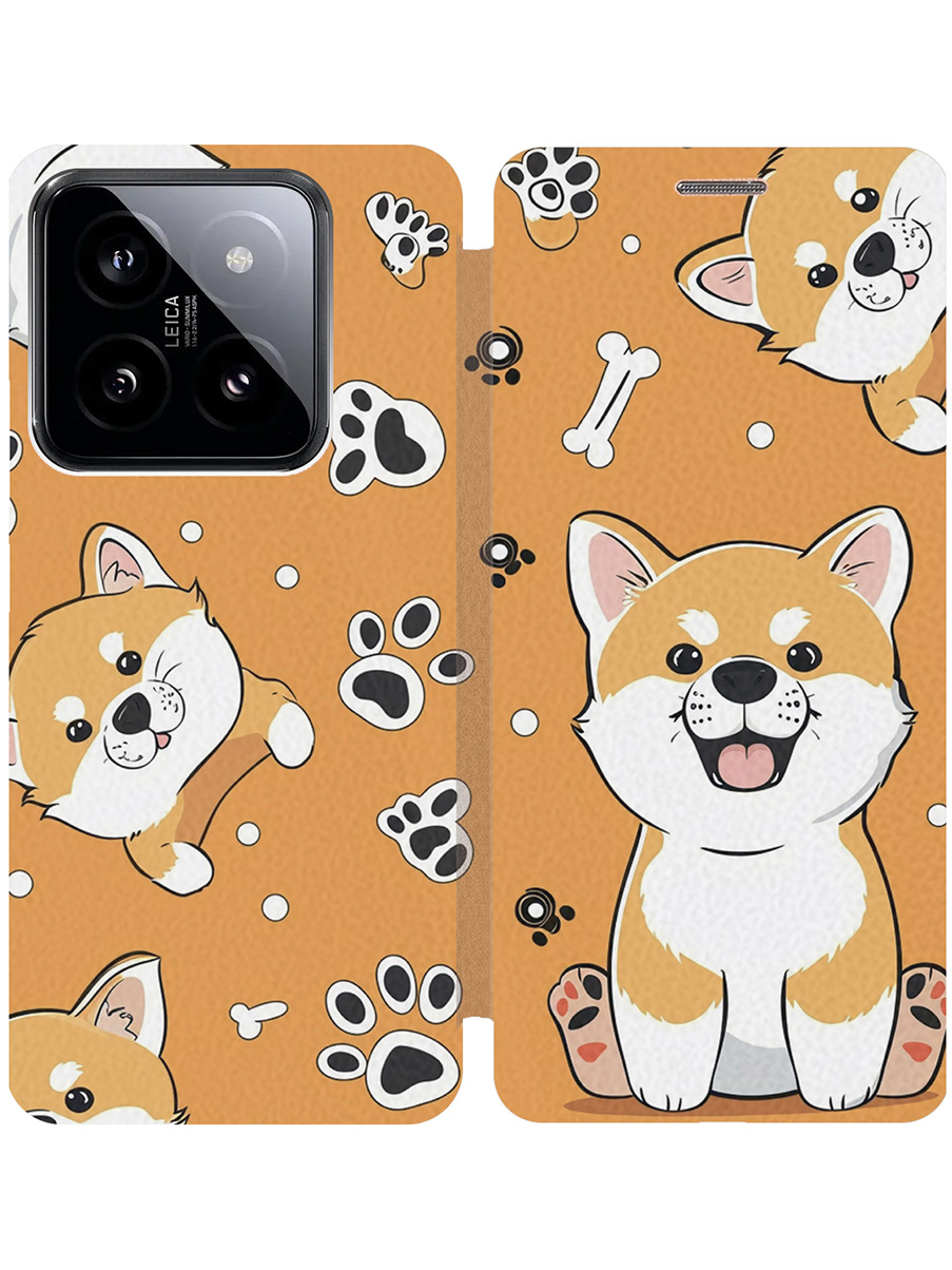 

Чехол-книжка на Xiaomi 14 Pro с принтом "Сиба-ину паттерн" золотой, Золотистый;белый;желтый, 777771071