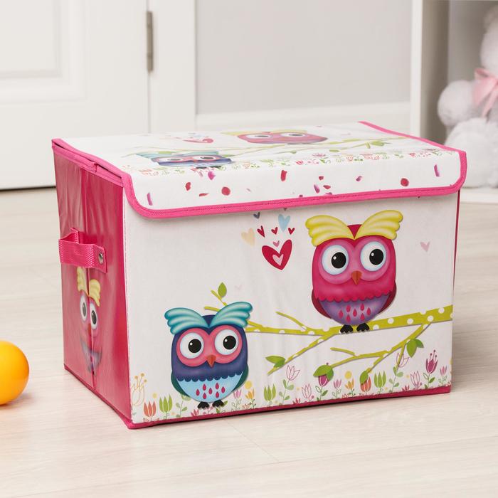 фото Корзины и коробки с крышкой, весенние совушки, 40х26х26 см, цвет розовый nobrand