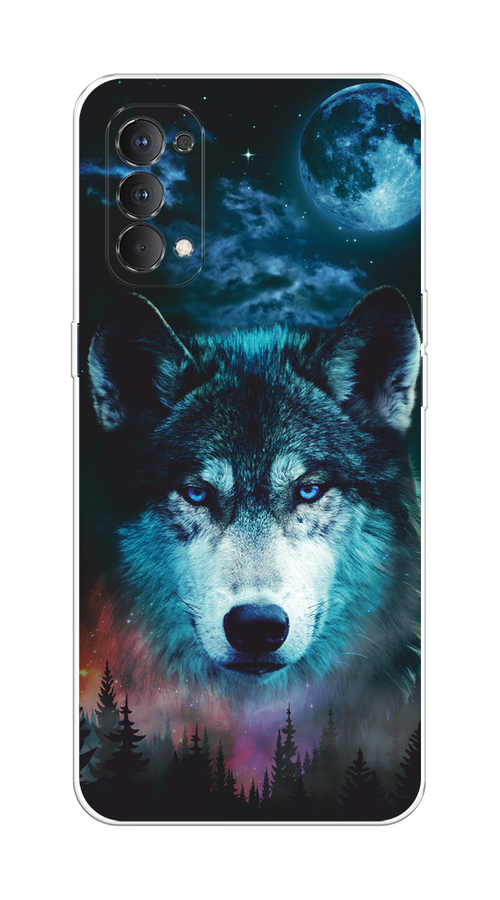 

Чехол на Oppo Reno 4 4G "Лунный волк", Бирюзовый;розовый;синий, 259450-1