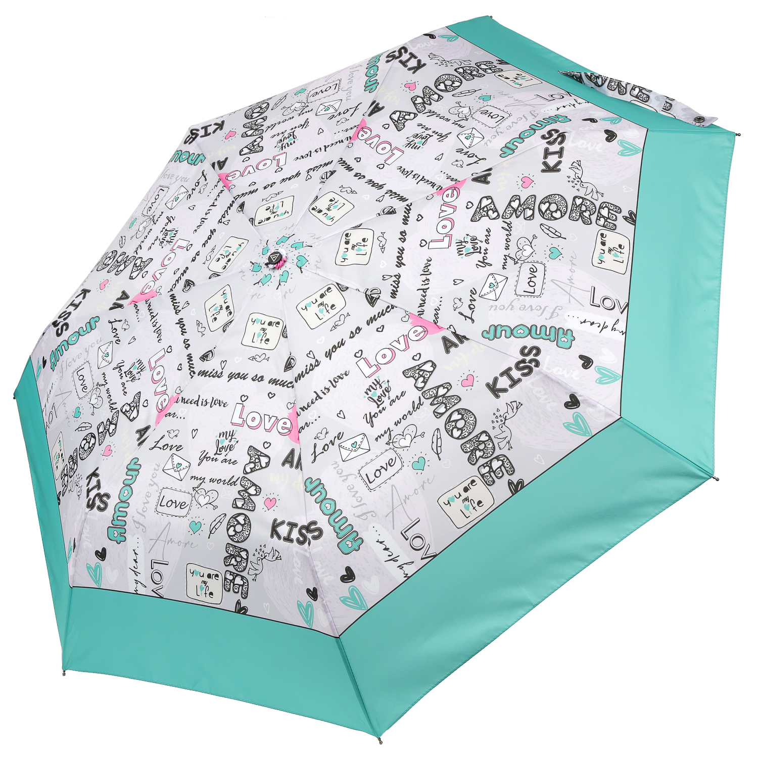 Зонт складной женский автоматический FABRETTI P-20199-11, зеленый