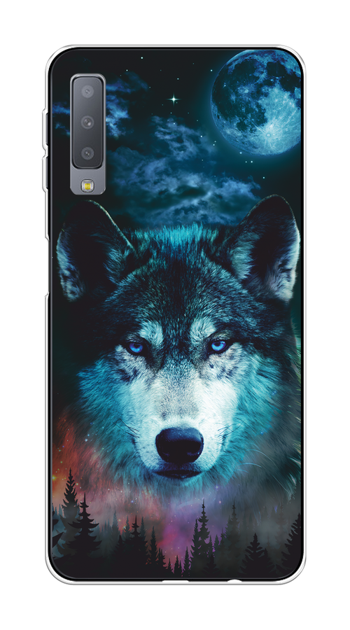 

Чехол на Samsung Galaxy A7 2018 "Лунный волк", Бирюзовый;розовый;синий, 26750-1