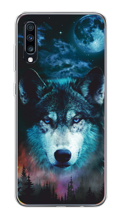 

Чехол на Samsung Galaxy A70 "Лунный волк", Бирюзовый;розовый;синий, 28150-1