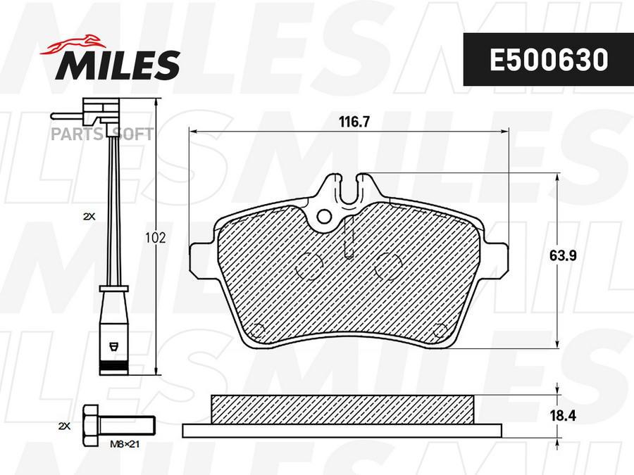 

MILES E500630 Колодки тормозные передние (Смесь CERAMIC) MERCEDES A-CLASS W169/B-CLASS W24