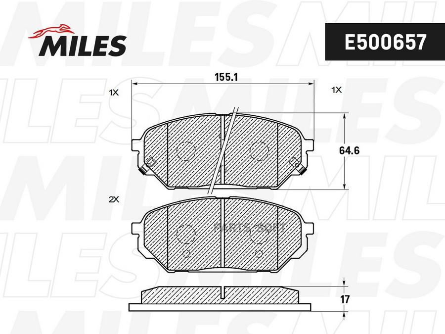 

MILES E500657 Колодки тормозные передние (Смесь CERAMIC) HYUNDAI ix55 3.0 CRDi 08- (TRW GD