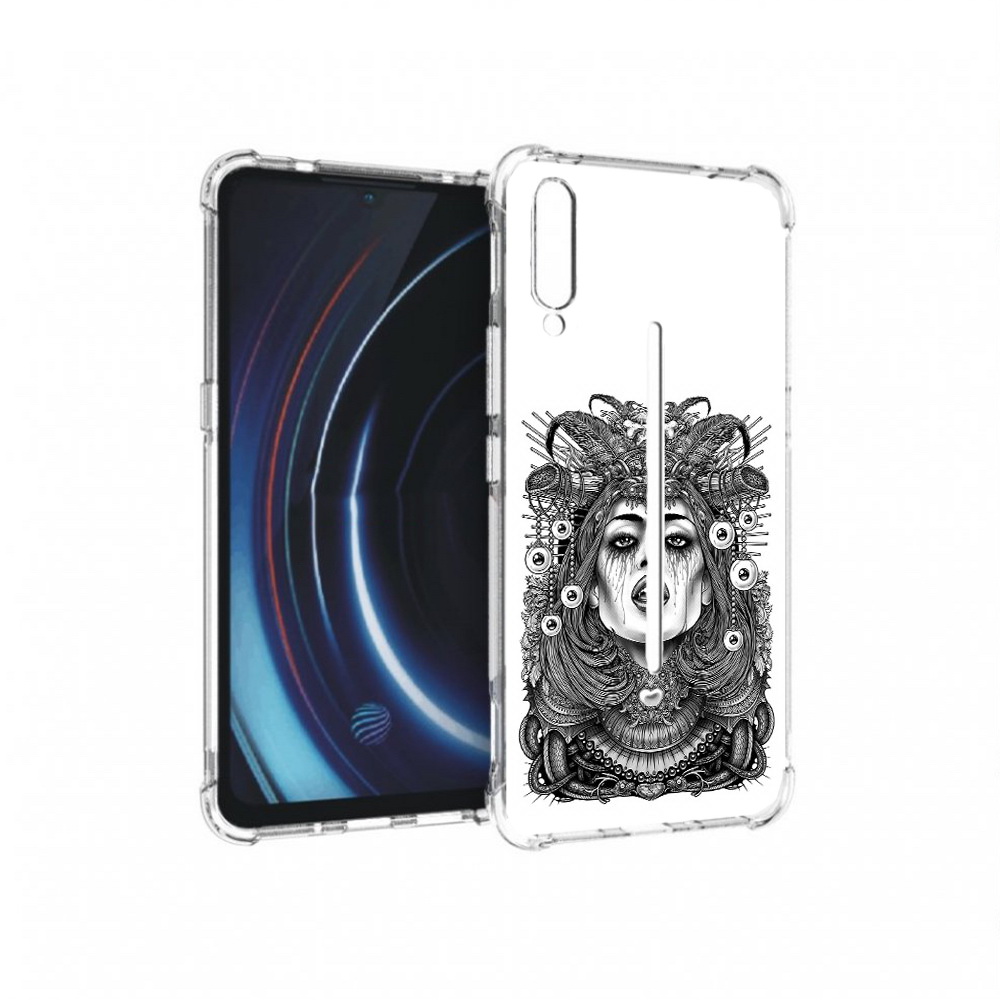 

Чехол MyPads Tocco для Vivo iQOO портрет девушки черно белый (PT226955.389.551), Прозрачный, Tocco