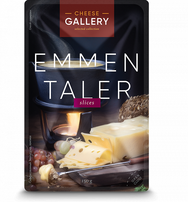 Сыр полутвердый Cheese Gallery Эмменталер нарезка 45% 150 г