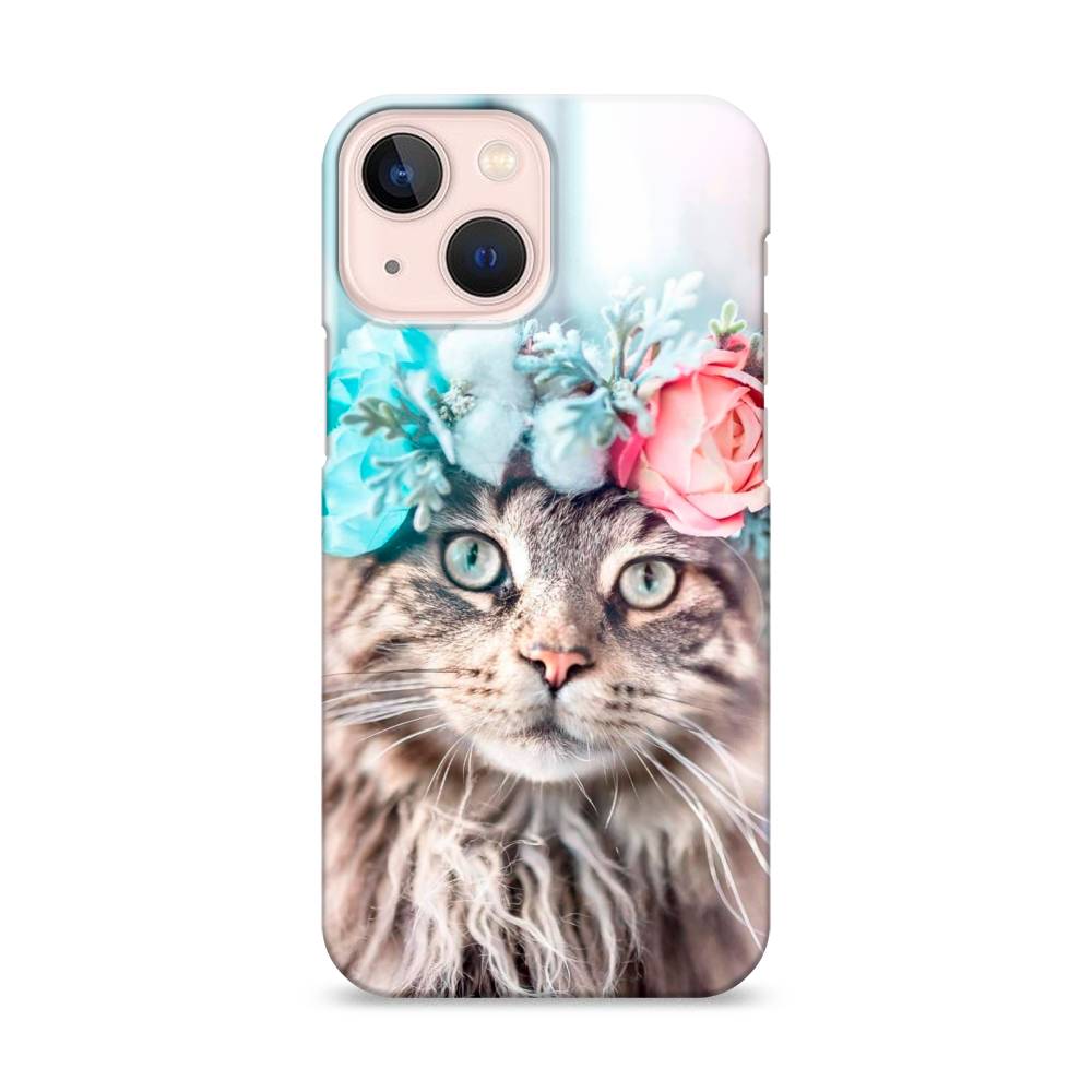 

Пластиковый чехол "Кот в венке" на Apple iPhone 13 mini, 14120-1