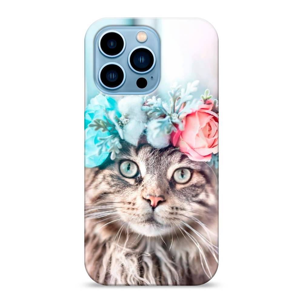 

Пластиковый чехол "Кот в венке" на Apple iPhone 13 Pro, 14320-1