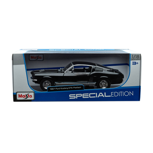 Машинка Maisto Ford Mustang Fastback 1967, 1:18 чёрный 31166 maisto 1 24 1970 ford mustang boss 302 mustang roadster ford mustang simulation alloy car model collection gift toy