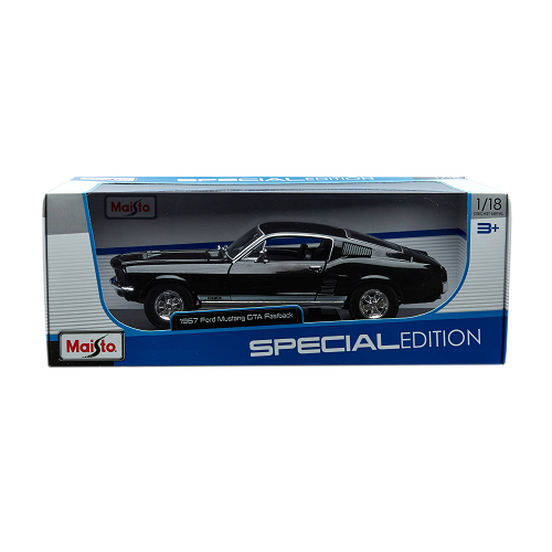 Машинка Maisto Ford Mustang Fastback 1967, 1:18 чёрный 31166 maisto машинка ford shelby gt500 2020 1 18 оранжевая 31388