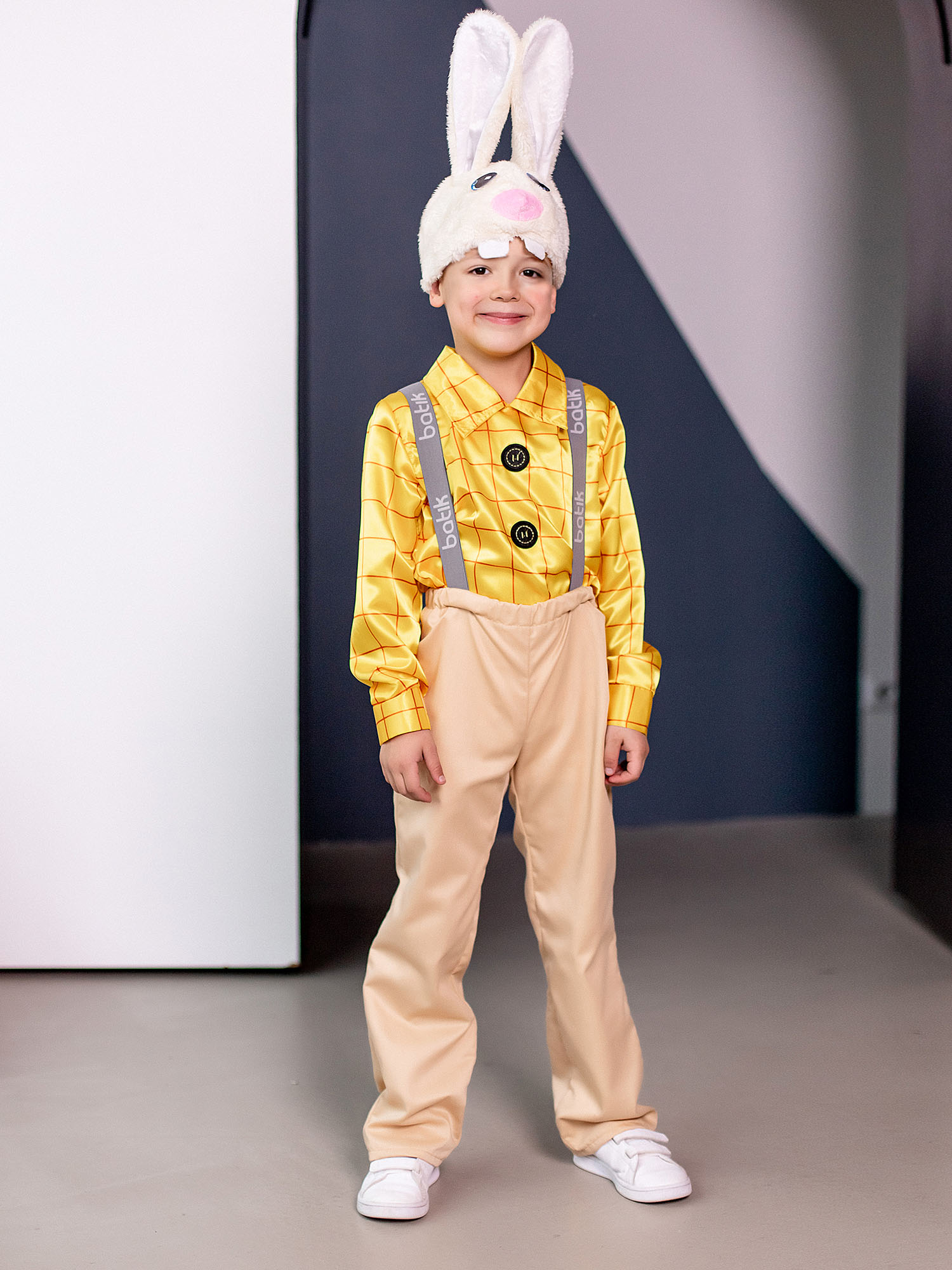 Карнавальный костюм Batik 1078 к-23 Зайчик Лёша, бежевый, желтый, 128