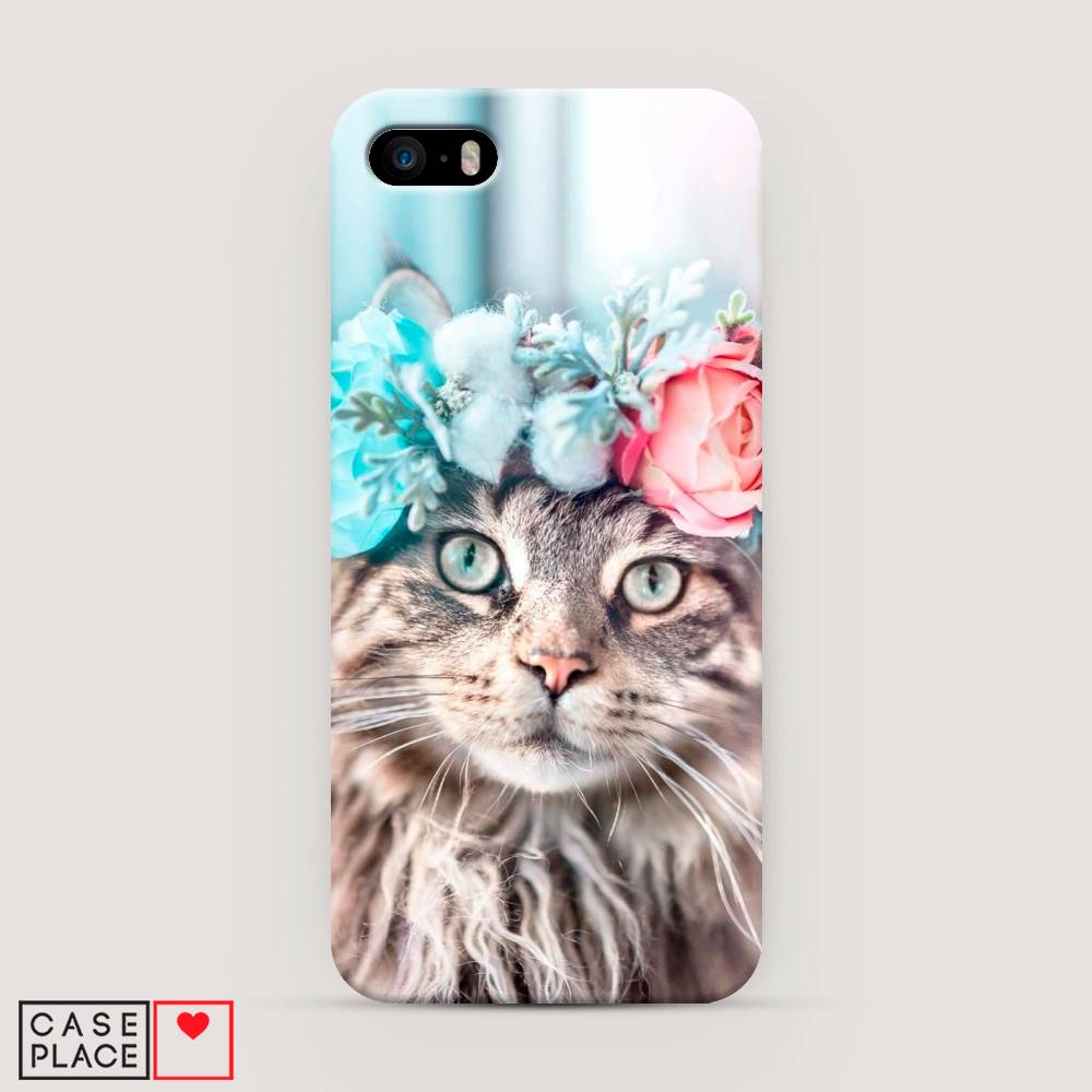 

Пластиковый чехол "Кот в венке" на Apple iPhone 5, 10320-1