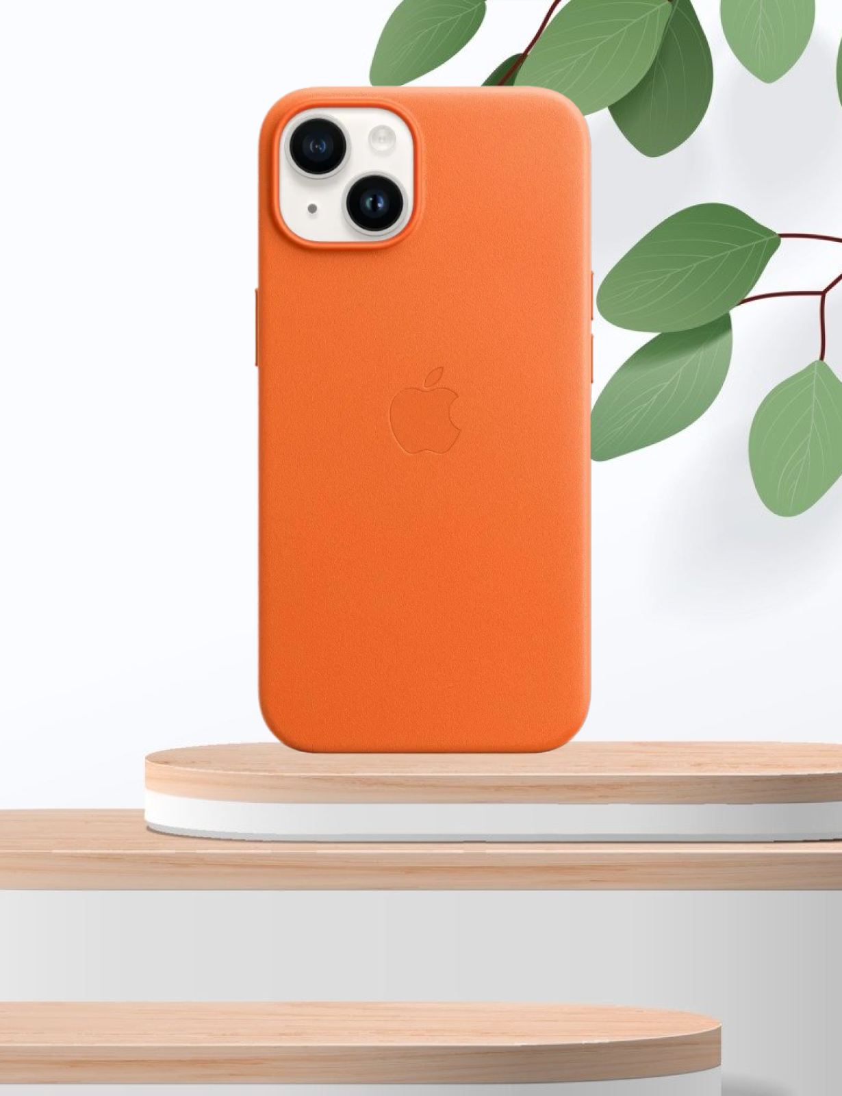 

Кожанный чехол Leather Case MagSafe Apple iPhone 14 ORANGE/ оранжевый, Apple iPhone 14