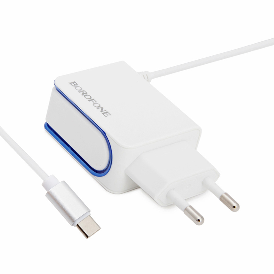 Сетевое зарядное устройство 2xUSB с кабелем USB Type-C Borofone BA35A Brilliant - Белое