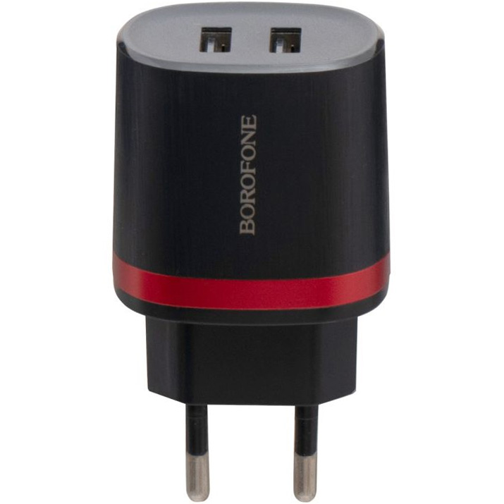 фото Сетевое зарядное устройство 2xusb borofone ba7a flashplug - черное