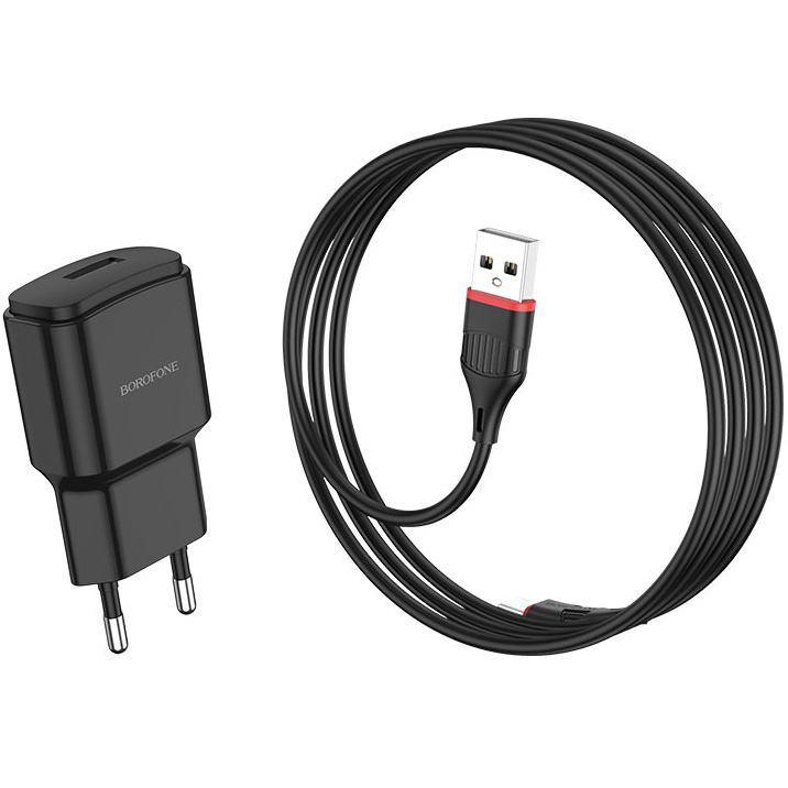 фото Сетевое зарядное устройство с кабелем usb type-c borofone ba48a orion - черное