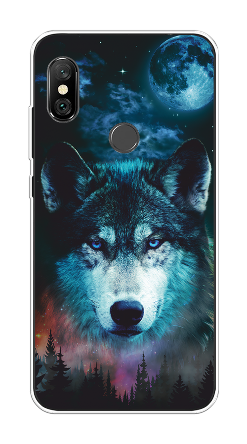 

Чехол на Xiaomi Redmi Note 6 Pro "Лунный волк", Бирюзовый;розовый;синий, 34650-1