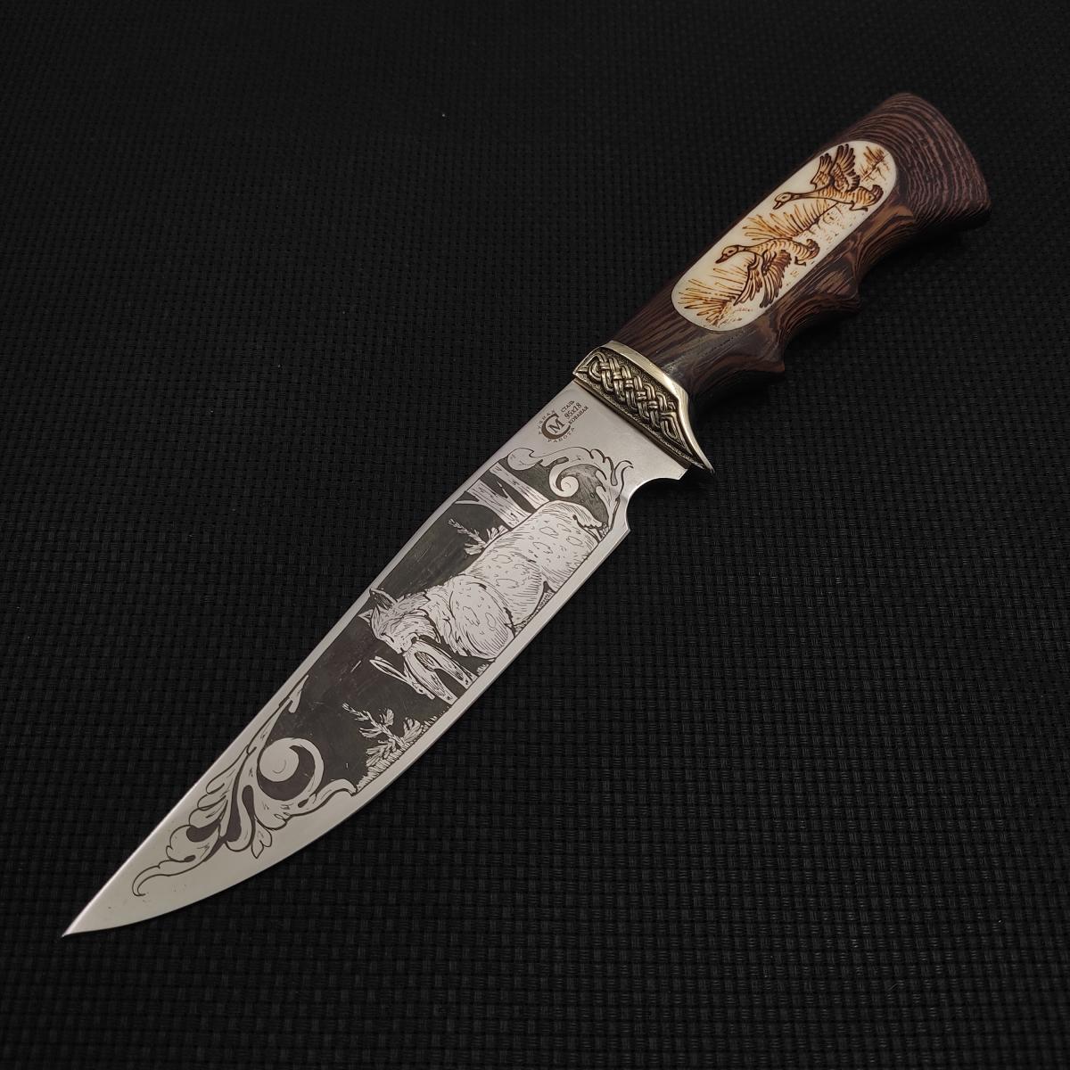 фото Туристический охотничий нож легионер ворсма, сталь 95х18, венге, мельхиор, ручная работа