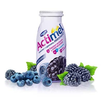 фото Кисломолочный продукт actimel черника ежевика 2,5% 6 шт бзмж