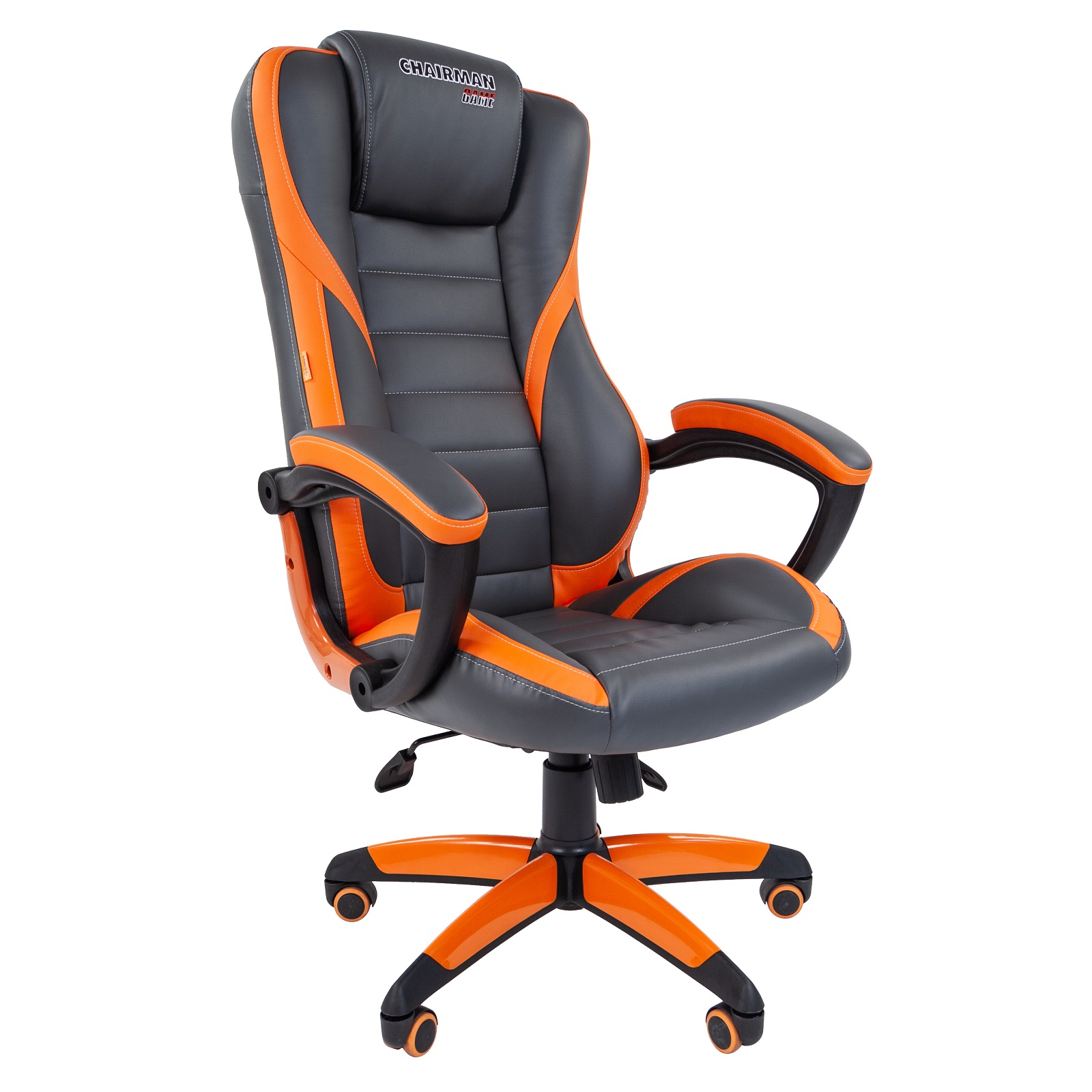 фото Игровое кресло chairman game 22 серый; оранжевый