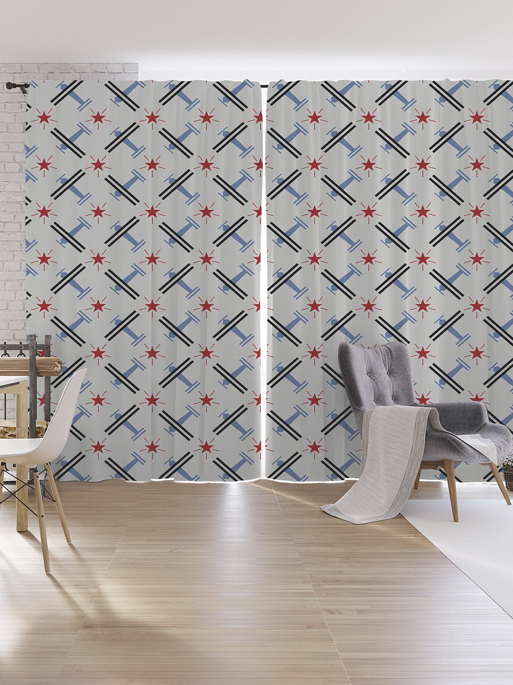 

Шторы под лён JoyArty "Самолет и звезда", серия Oxford DeLux, 340х265 см, Самолет и звезда