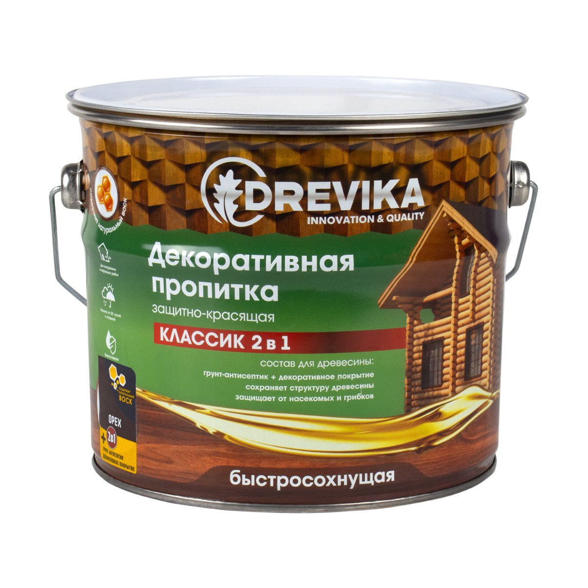 Декоративная пропитка для дерева Drevika Классик 2 в 1, полуматовая, 2,7 л, орех диронет юниор антигельминтик суспензия 15 мл