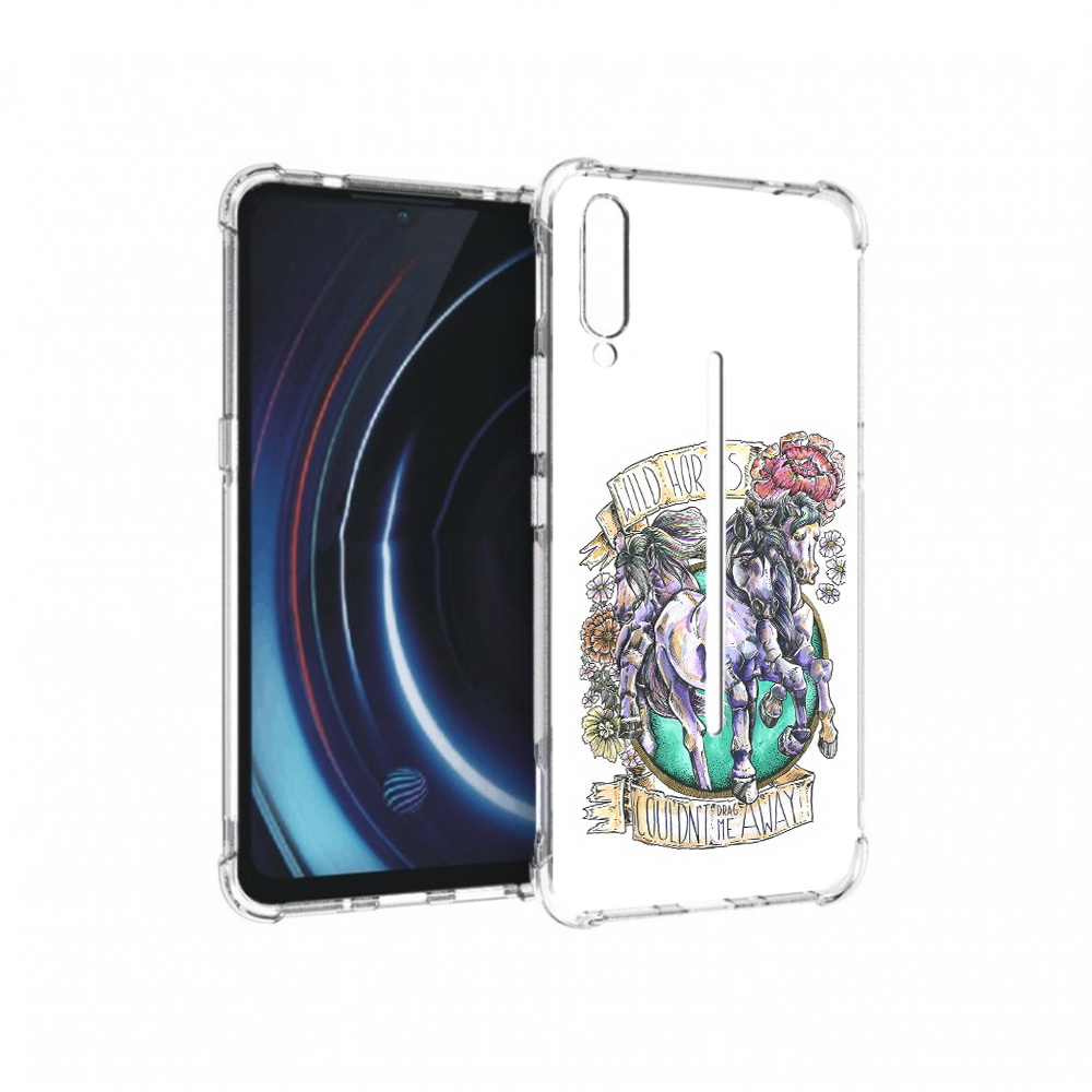 

Чехол MyPads Tocco для Vivo iQOO рисунок коней в цветах (PT226955.389.582), Прозрачный, Tocco