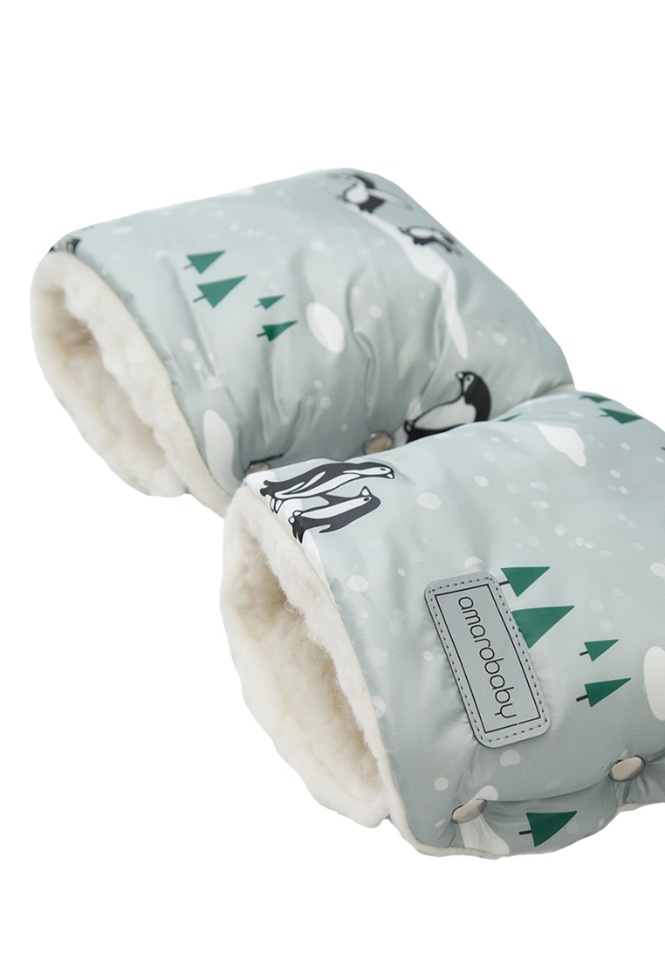 

Муфты на ручку коляски AMAROBABY Snowy Travel Пингвины, серый, AMARO-6103