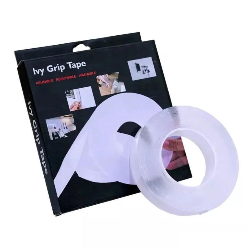 многоразовая прозрачная клейкая лента двухсторонняя ivy grip tape 3 метра Скотч лента Ivy Grip Tape 3м (Прозрачный)