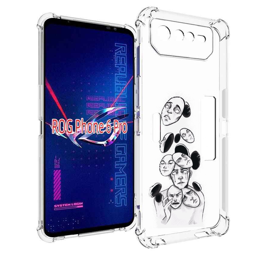 

Чехол MyPads человек с разными масками для Asus ROG Phone 6 Pro, Прозрачный, Tocco