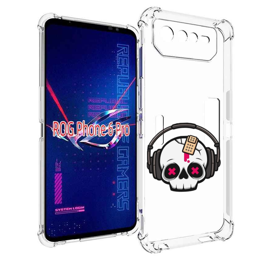 

Чехол MyPads черепок в наушниках для Asus ROG Phone 6 Pro, Прозрачный, Tocco