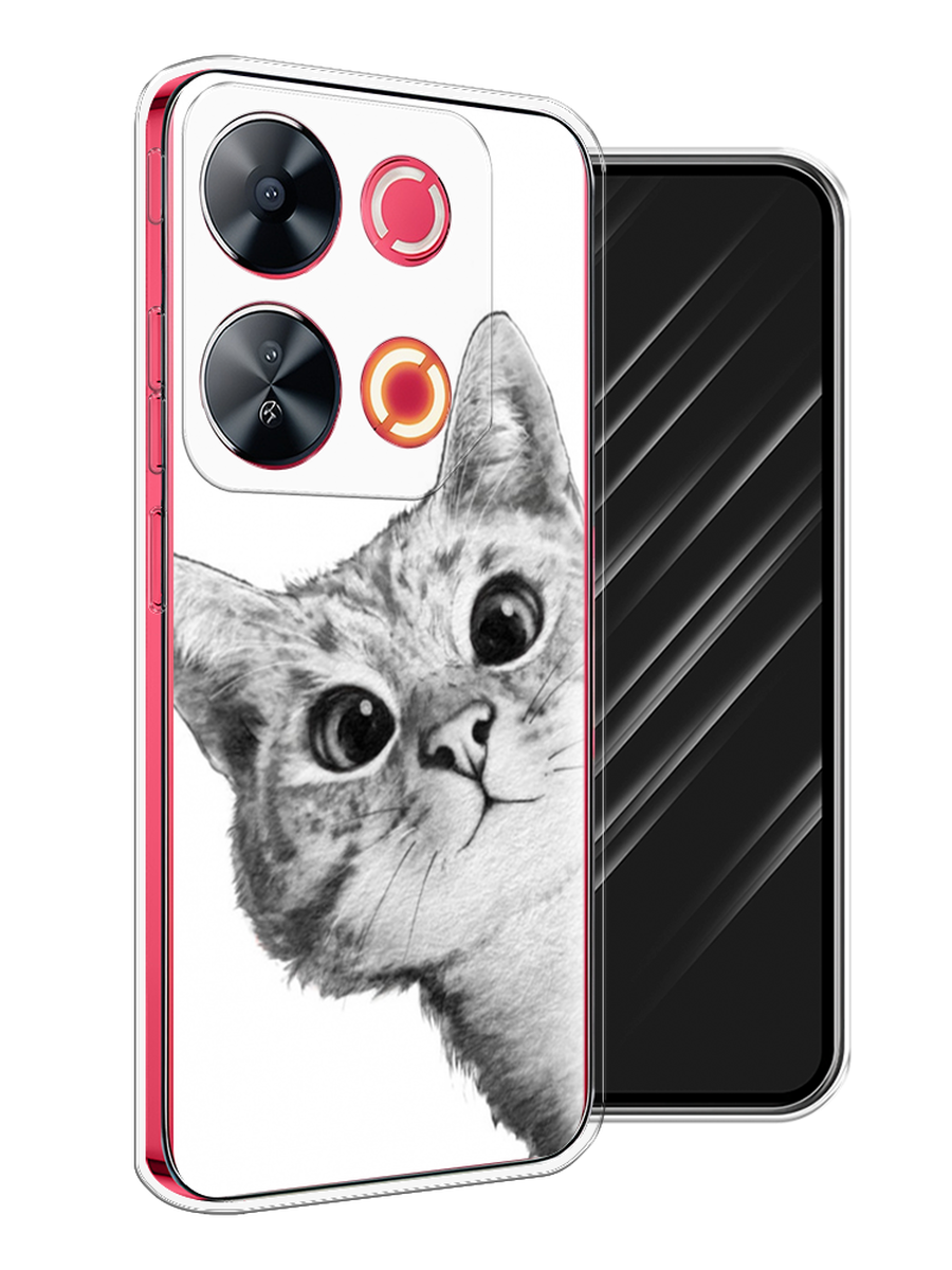 

Чехол Awog на Itel P65 "Кот рисунок черно-белый", Черный, 3202350-1