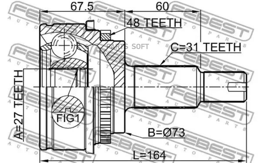 

FEBEST ШРУС НАРУЖНЫЙ ЗАДНИЙ 27X73X31