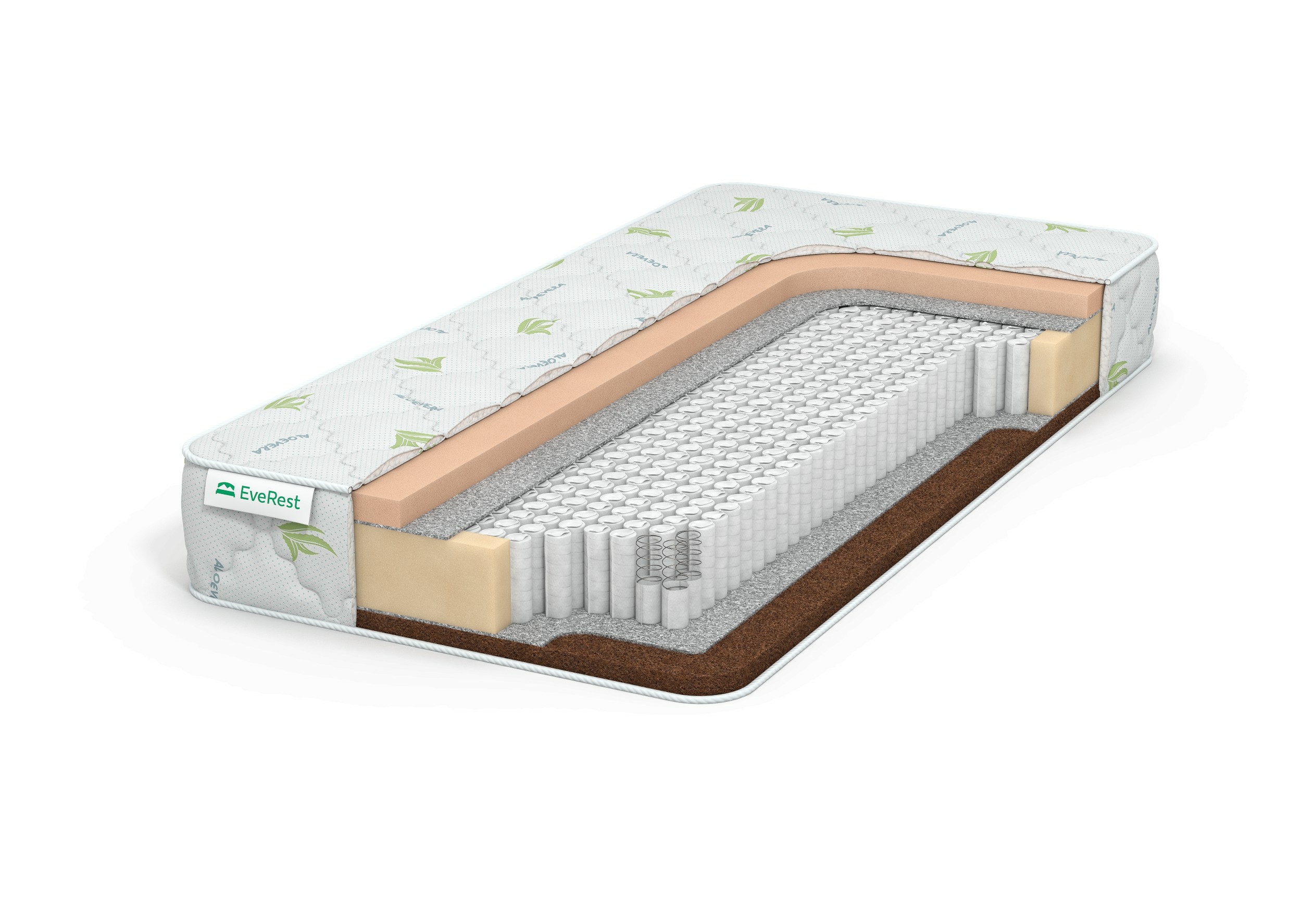 

Матрас EVEREST Ту-Вэй Кокос Мемори S1000 120х205, Бежевый;белый;серый;серебристый, Кокос Мемори S1000