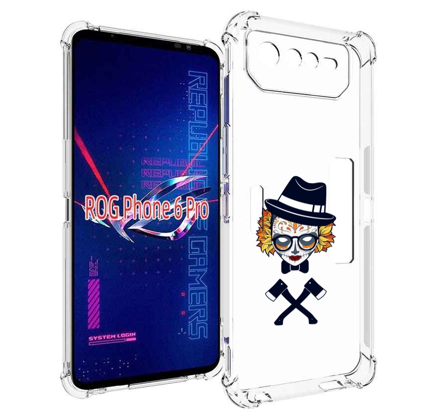 

Чехол MyPads девушка в маске с топорами рисунок для Asus ROG Phone 6 Pro, Прозрачный, Tocco